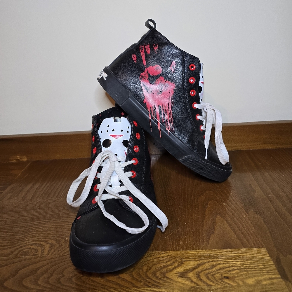 Stylish Black and Red High-Top Sneakers